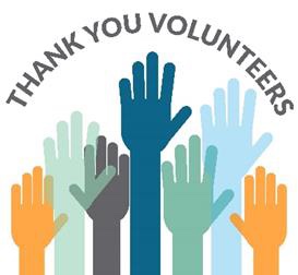 a graphic image of a group of raised hands. above text reads "Thank You Volunteers"