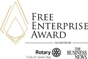 Logo for the Free Enterprise Award co-hosted by the Rotary Club of Green Bay and The Business News